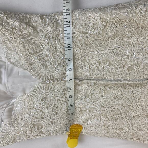 Stella York Wedding Dress US 6 Cream Gown Sweetheart Neck Strapless Lace Flare - Picture 13 of 16